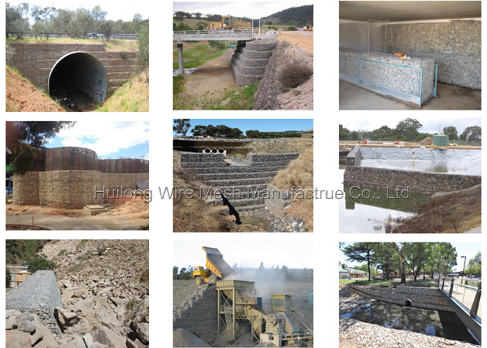 Twist Wire Mesh Stone Cages , PVC Coated Retaining Wall Cages 1m Height