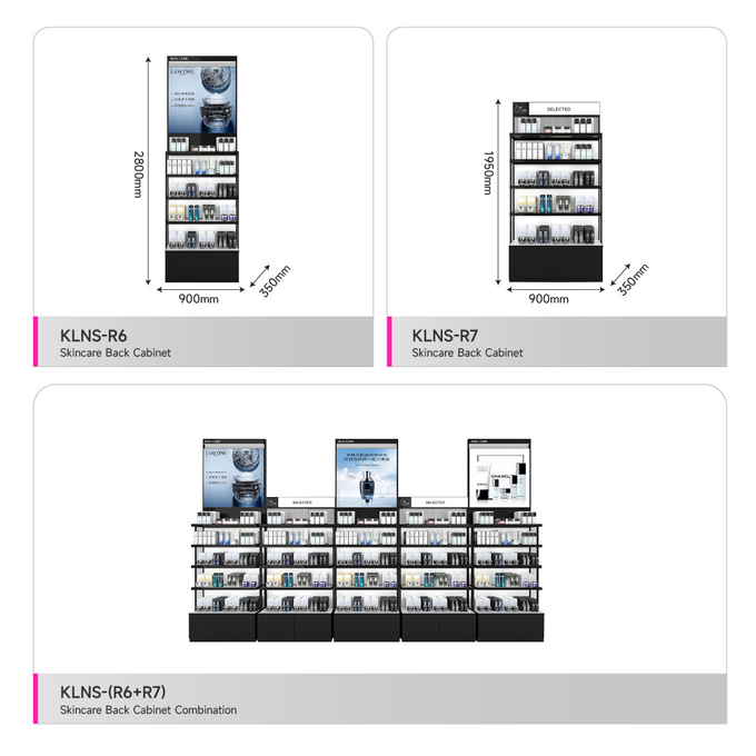 Retail Store Design Black Experience Desk with Mirror Beauty Shop Display Rack for Skincare Store Decoration