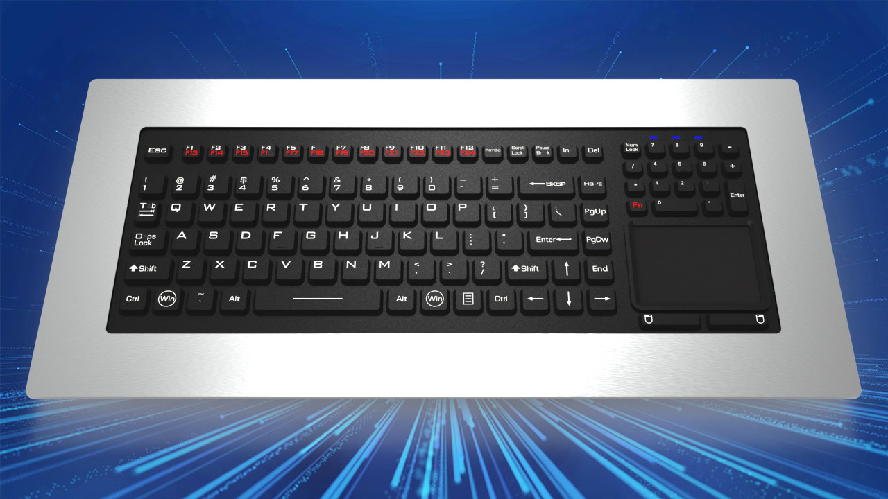 IP65 Panelmount Stainless Steel Metal Silicone Industrial Medical Keyboard With Touchpad