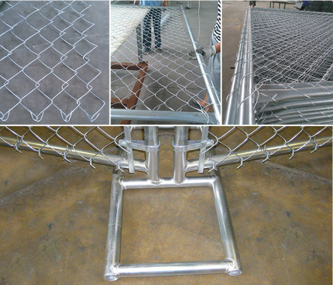 Galvanized Metal Construction Fence Panels Chain Link 75x75mm 6x12ft