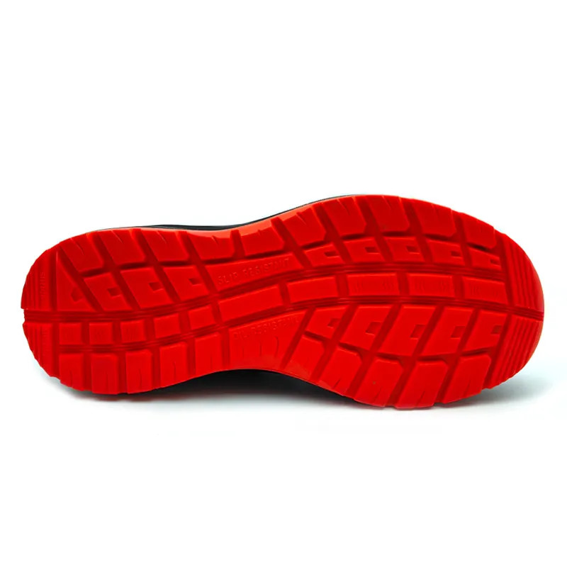 Black Breathable Flyknit Sneakers Slip Resistant Mens Athletic Steel Toe Shoes