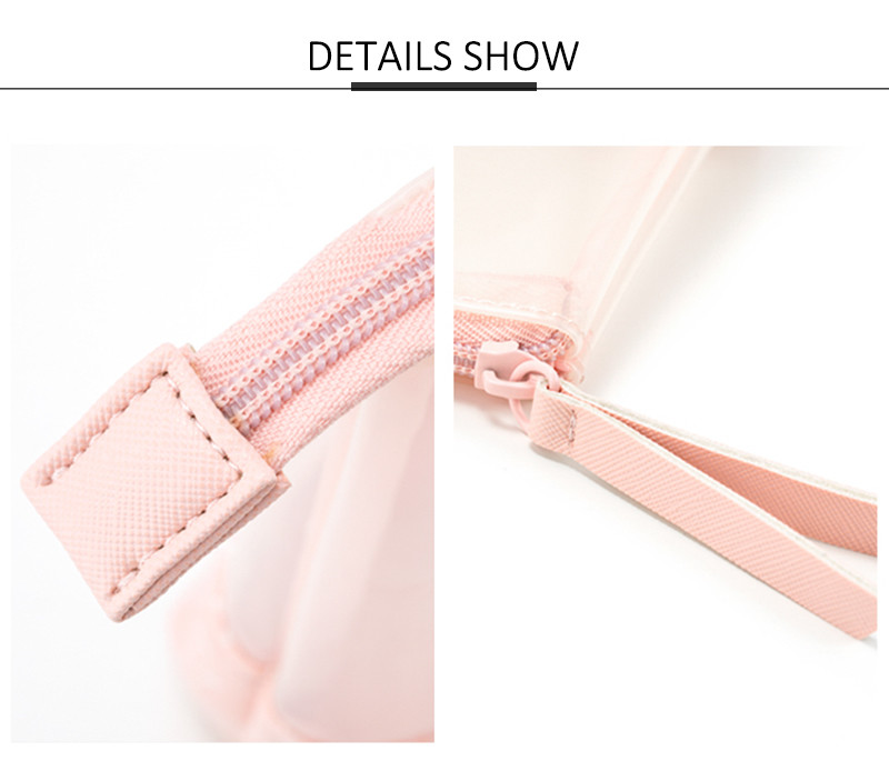 Custom Logo Cartoon Pink PU Leather Easy Carry Cute Cosmetic Bag For Girls