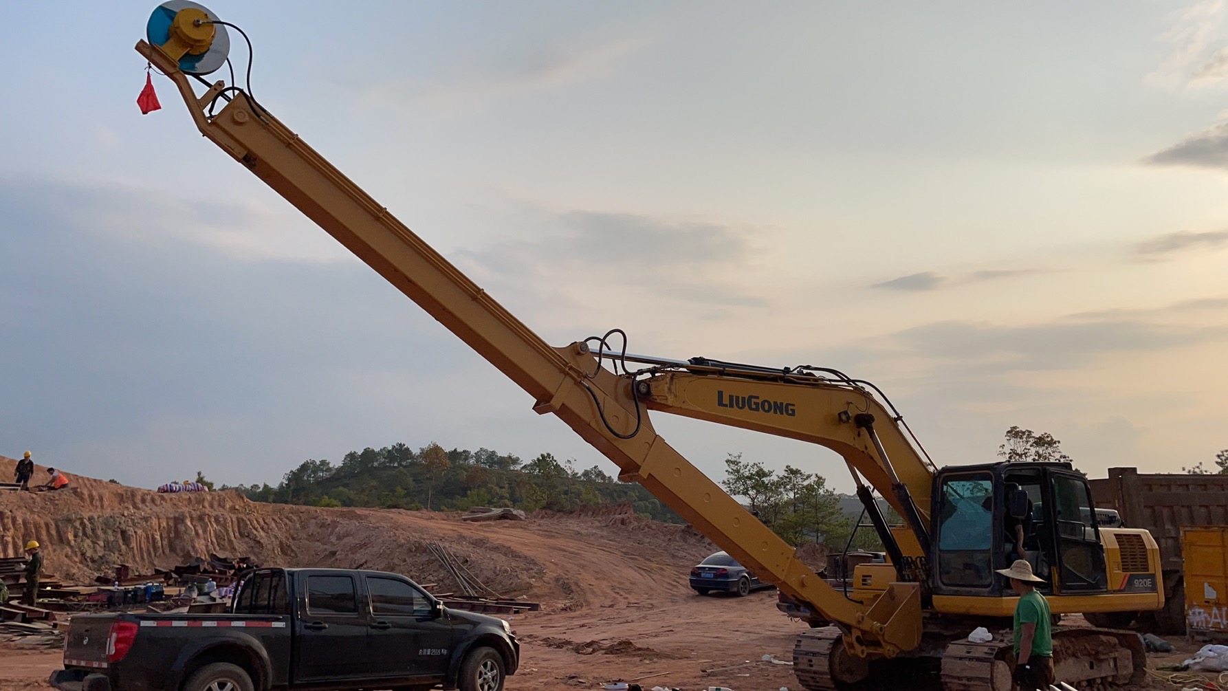 pc200 excavator telescopic boom excavator two section telescopic boom