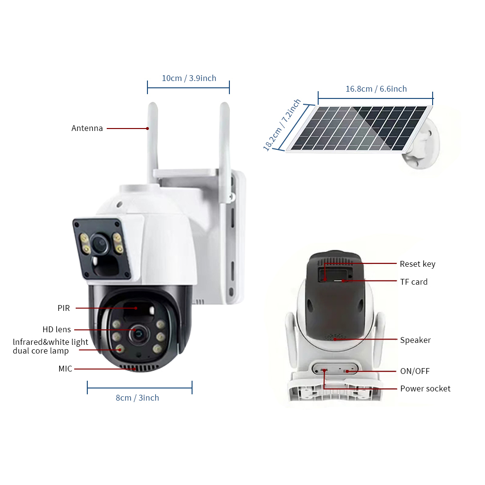 Aluminum Alloy Material C2480WG-10A Solar 4G Security Camera with Built-in Mic