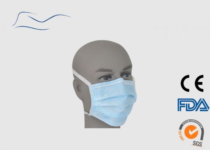 Eco Friendly Disposable Face Mask With Ties Blue Color 17 . 5 * 9 . 5CM