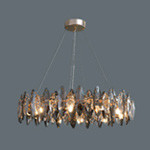 80cm Adjustbale Wire Iron Crystal Chandelier Smoked Crystal Ceiling Light ISO9001 240V