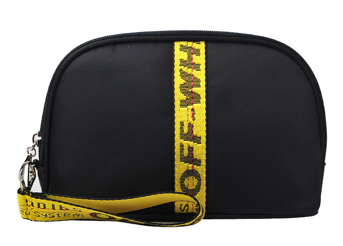 High Density Polyester Travel Cosmetic Bags Light Weight With Embroidered Handle