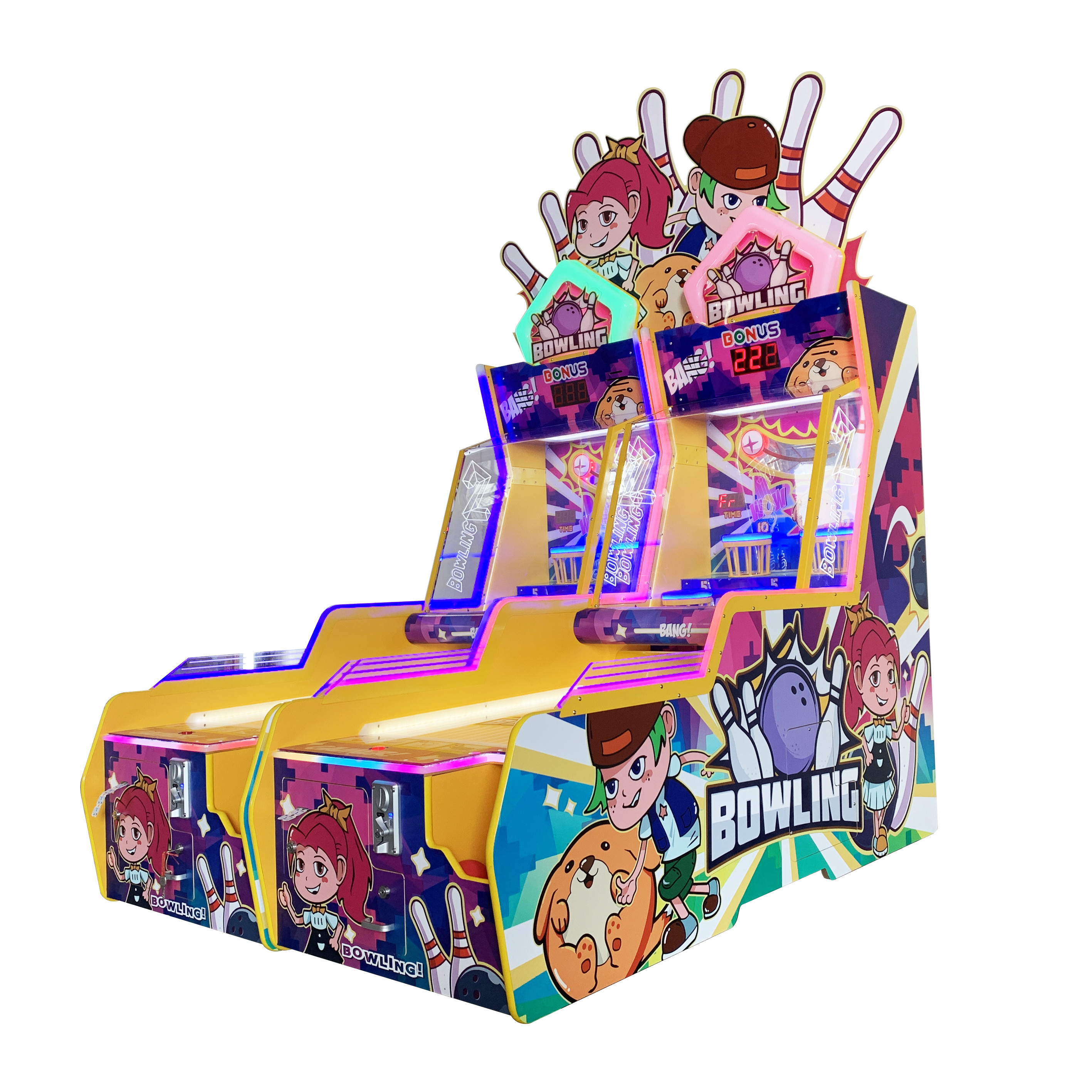 2 players mini bowling ticket game machine for kid game center, Bowling Big Dunk twims