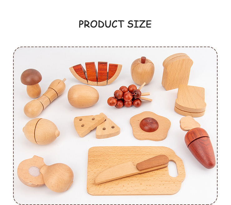 Natural 5.5cm Wooden Fruits And Vegetables Role Play Food Set