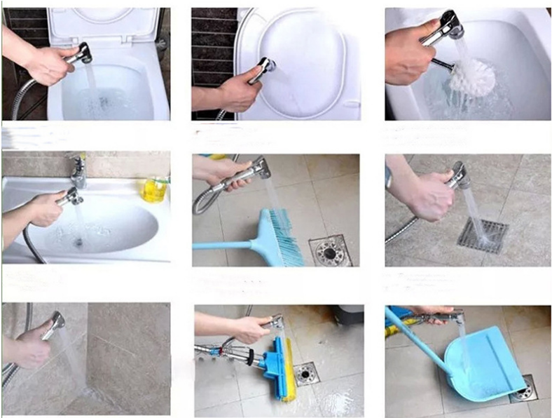 Electroplated Plastic Double Water Female Washer Pressurized Spray Gun Body Cleaner Toilet Nozzle