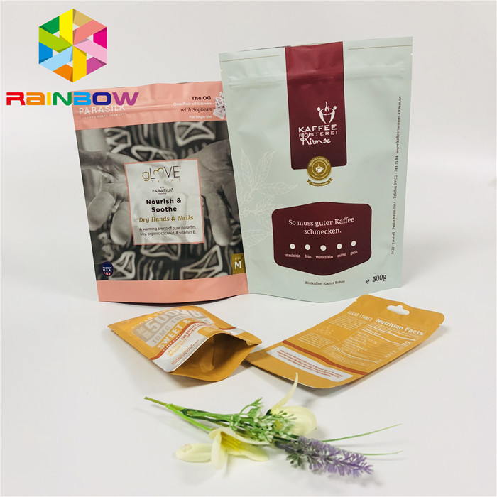 Matte Tea Bags Packaging Stand Up Aluminum Foil Bag With Zipper / Tearing Notch