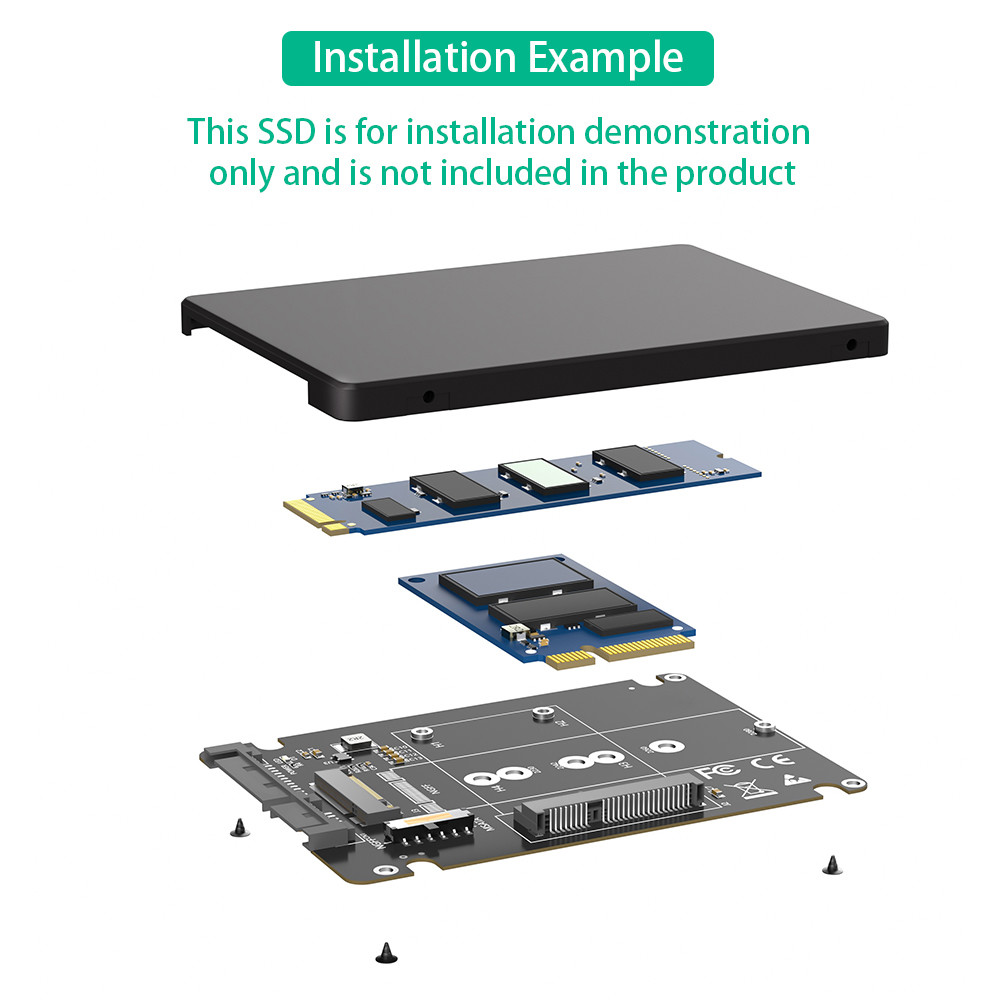 2 In 1 Combine M.2 NGFF Key B & MSATA SSD To 2.5 SATA3 Adapter With Plastic Enclosure