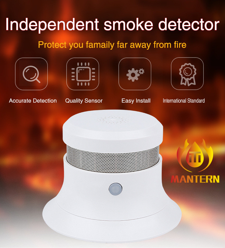 Compact Smart Smoke Detector Stand Alone Smoke Alarm 2pcs AAA Battery Operated