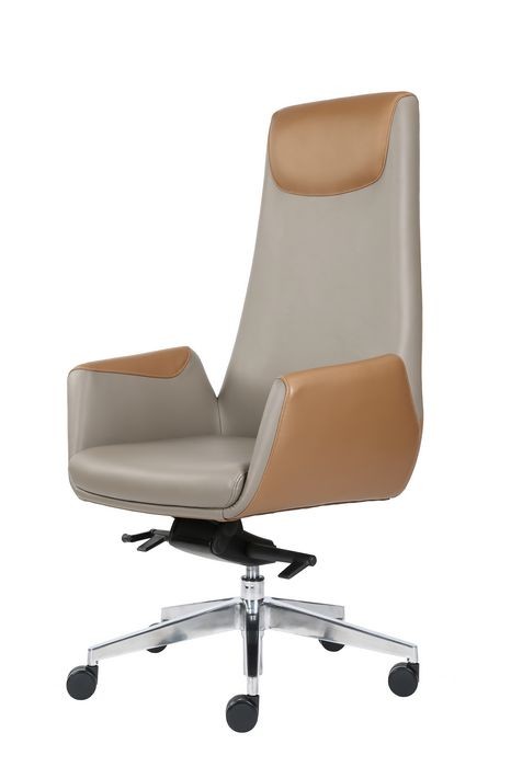 670*680*1210mm Executive Grey Leather Office Chair High Back