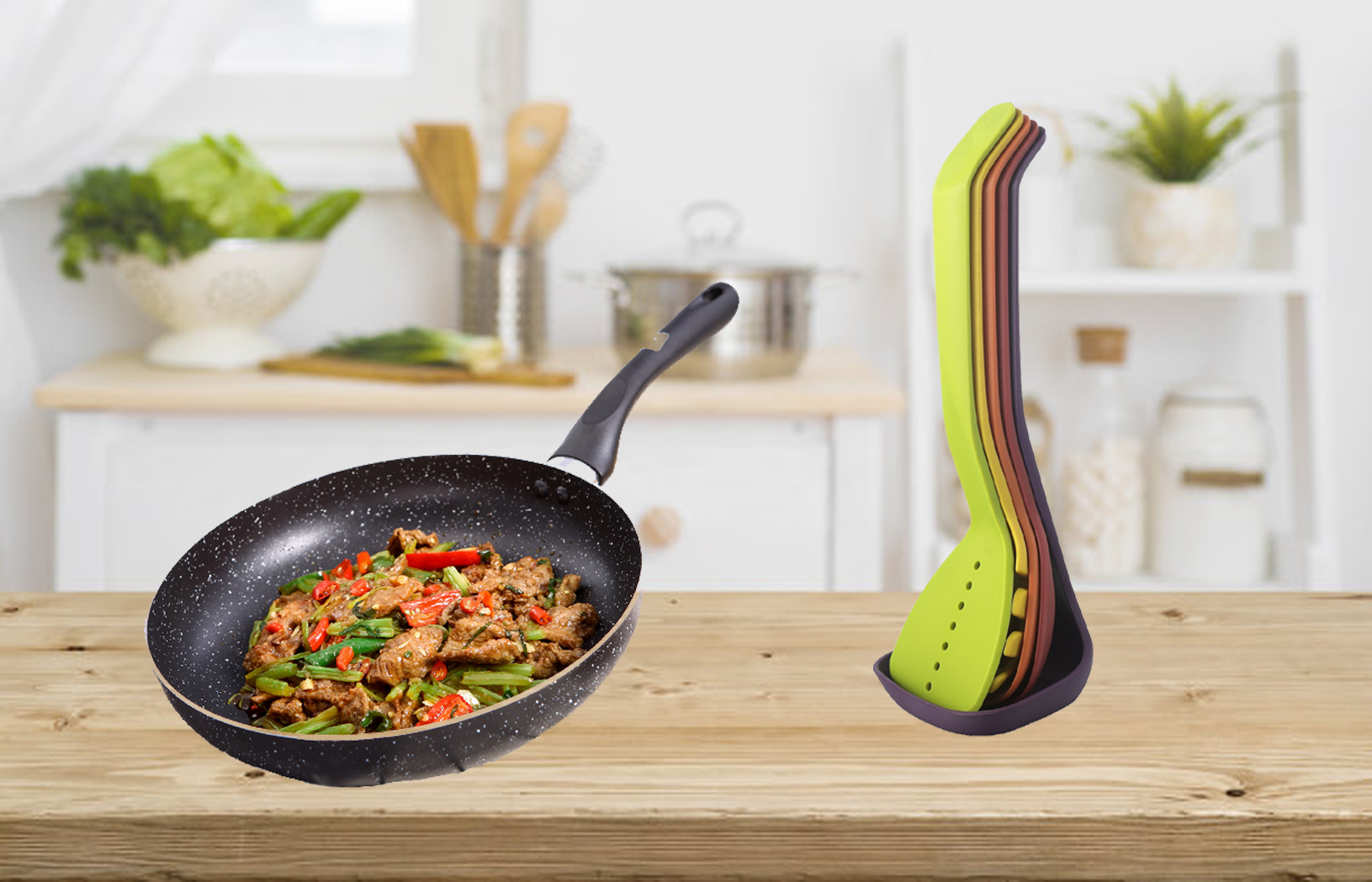 Nonstick Cookware Silicone Kitchen Utensils Heat Resistant 210C BPA Free PA Plastic