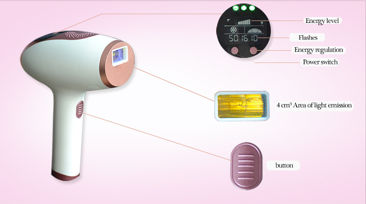 Flashes Handpiece Ipl Hair Removal Device Long Lifetime 500000