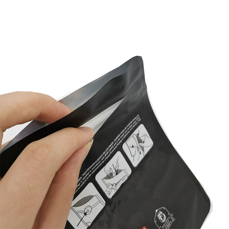 Smell Proof Frosted Black Stand Up Plastic Bags Food Grade ziplockk Bags
