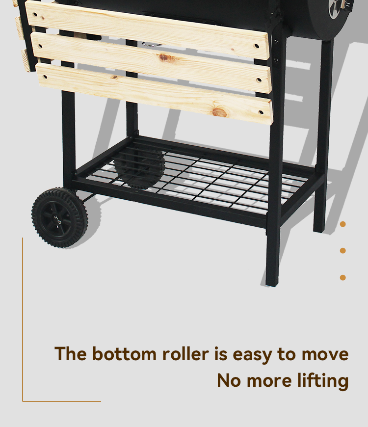 Smokeless Charcoal Grill with Flip Rotisserie and Table Commercial Outdoor Barrel BBQ