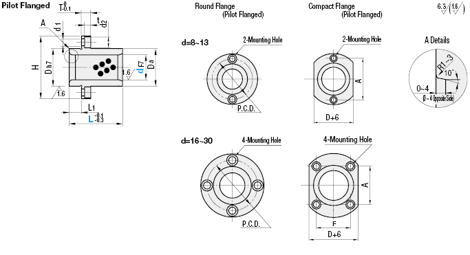 flange Graphite Impregnated Brass Bearings 