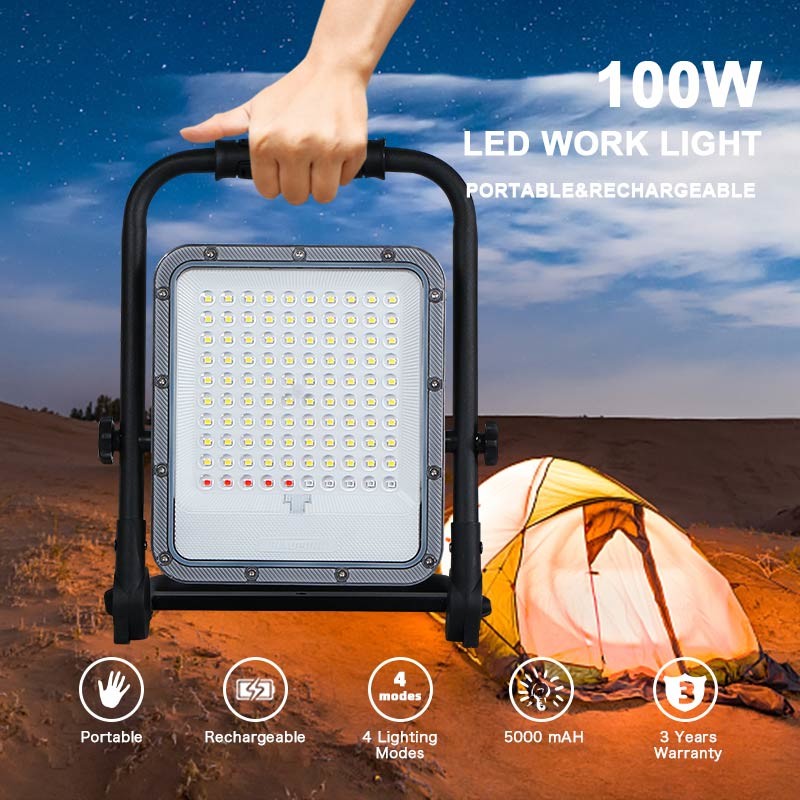 100W LED Working Light Waterproof IP65 Adjusted Portable Fishing Camp