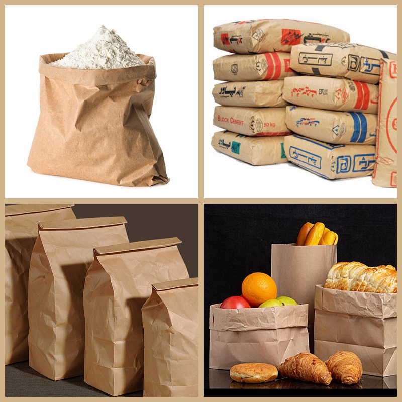 High Strength Paper Sack Paper Plain Brown 70gsm 80gsm Semi Extensible Kraft