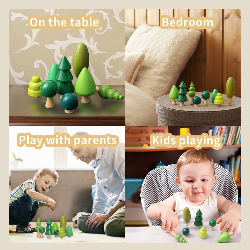 Mushroom Shape Wooden Blocks For Children Educational