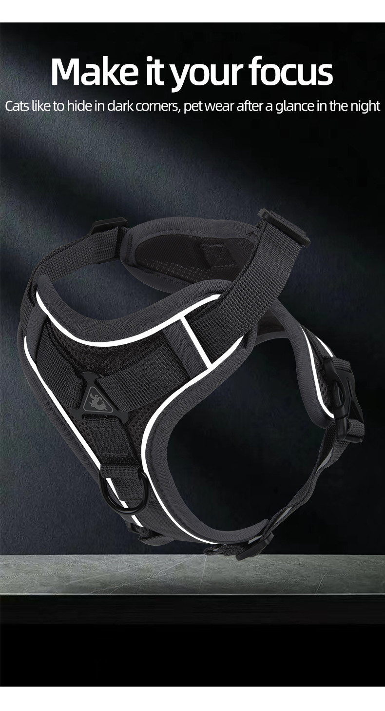 Leash for small dogs and cats with reflective breathable vest pet harness
