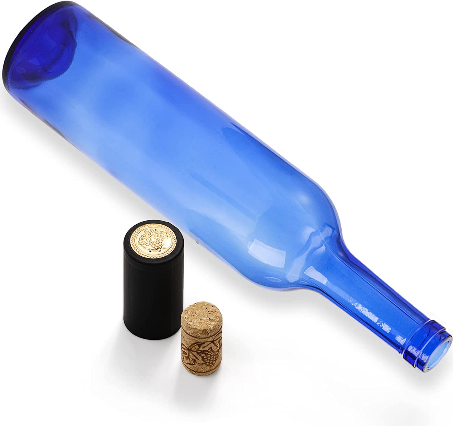 750ml Glass Bottles for Vodka Champagne Juice Beverages Decorations Cobalt Blue Round