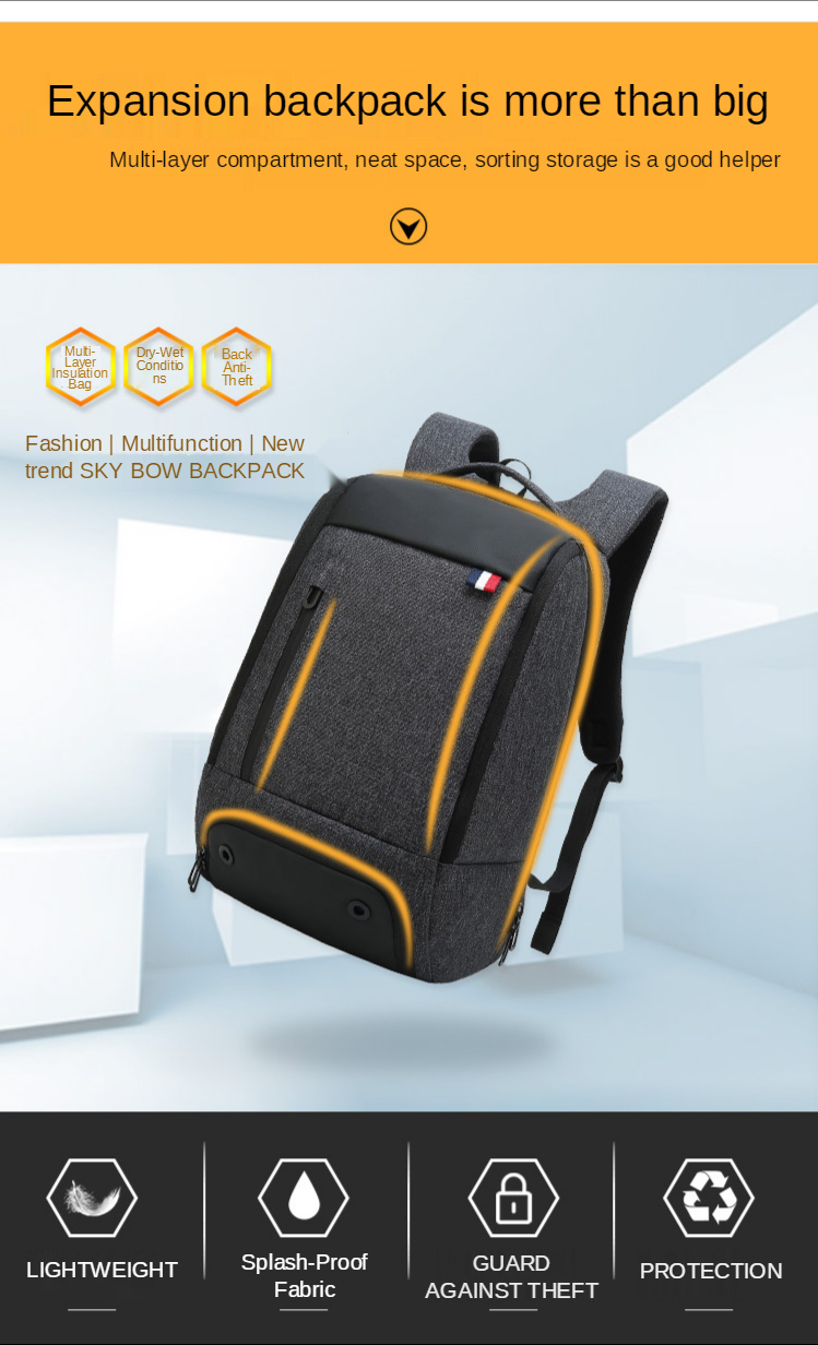600D Multifunctional Anti Theft Backpack For 14'' Laptop