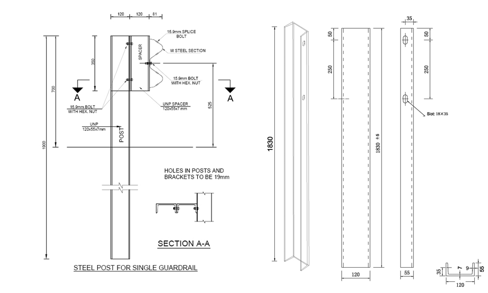 Hot Dip Galvanized Zinc Steel Crash Barrier Guardrail U Spacer For Safe Roadway Safety