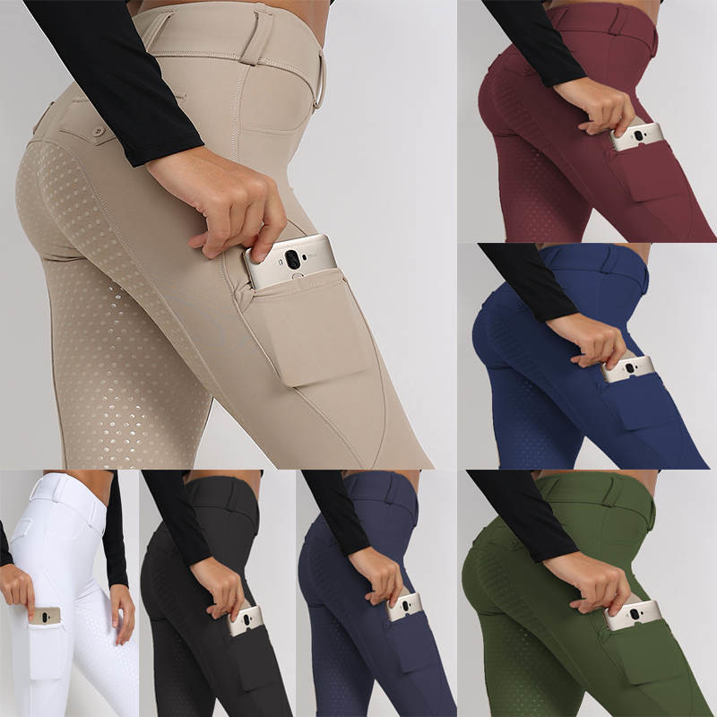Dark Brown Four Way Stretch Equestrian Tights Full Silicone Women Riding Leggings