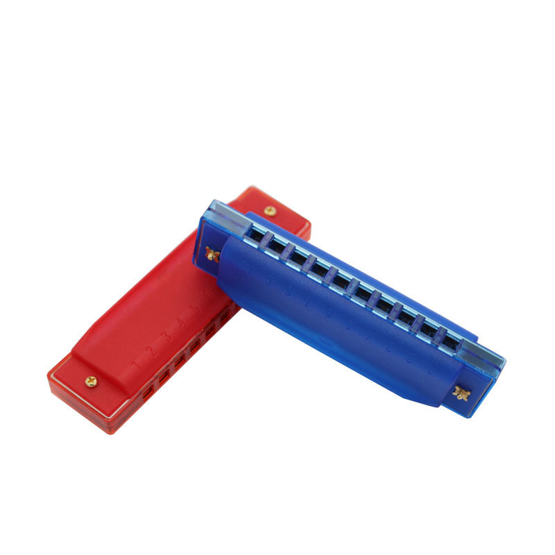 10 hole plastic harmonica in four colors children's instruments 10.5*3*2cm logo customized