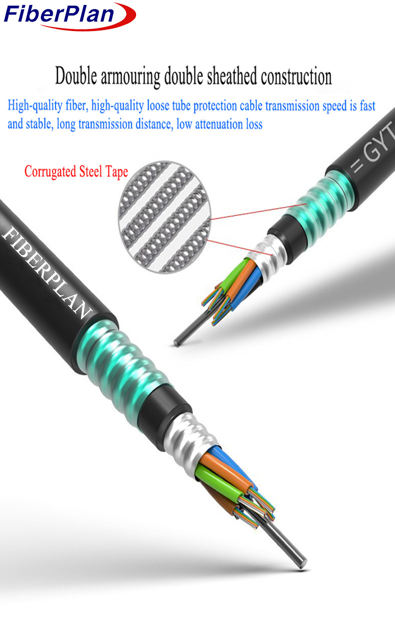 Double Armored Double Sheathed Stranded Outdoor Optical Cable GYTA53