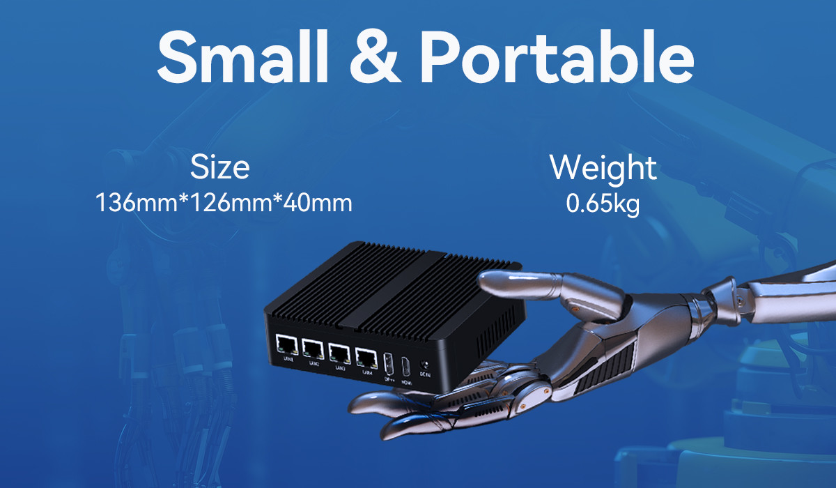 Intel N100 Processor Fanless Industrial Mini Computer Dual COM DDR4 RAM 4LAN