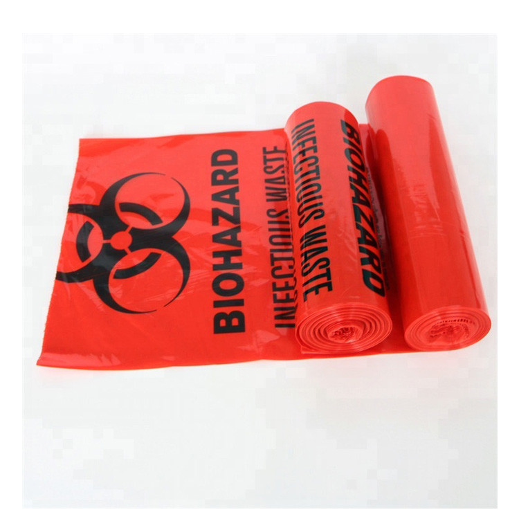 24 X 31in Plastic Red Biohazard Trash Bag Roll Nursing Home Use