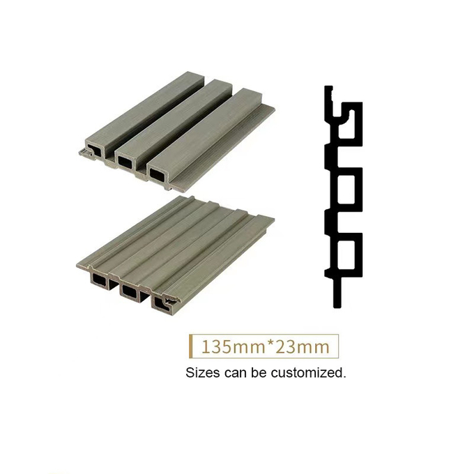 23x135mm WPC Cladding Panel Wood Plastic Composite Fluted Plank Wall Panel Interior Brown