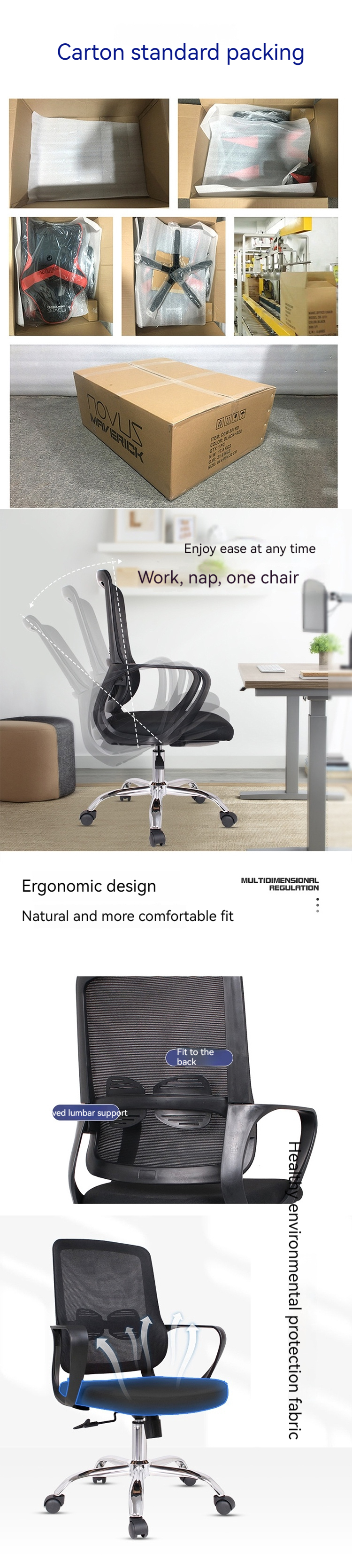 White Frame Mesh Office Chair Modern Design for Student and Employee Reclining