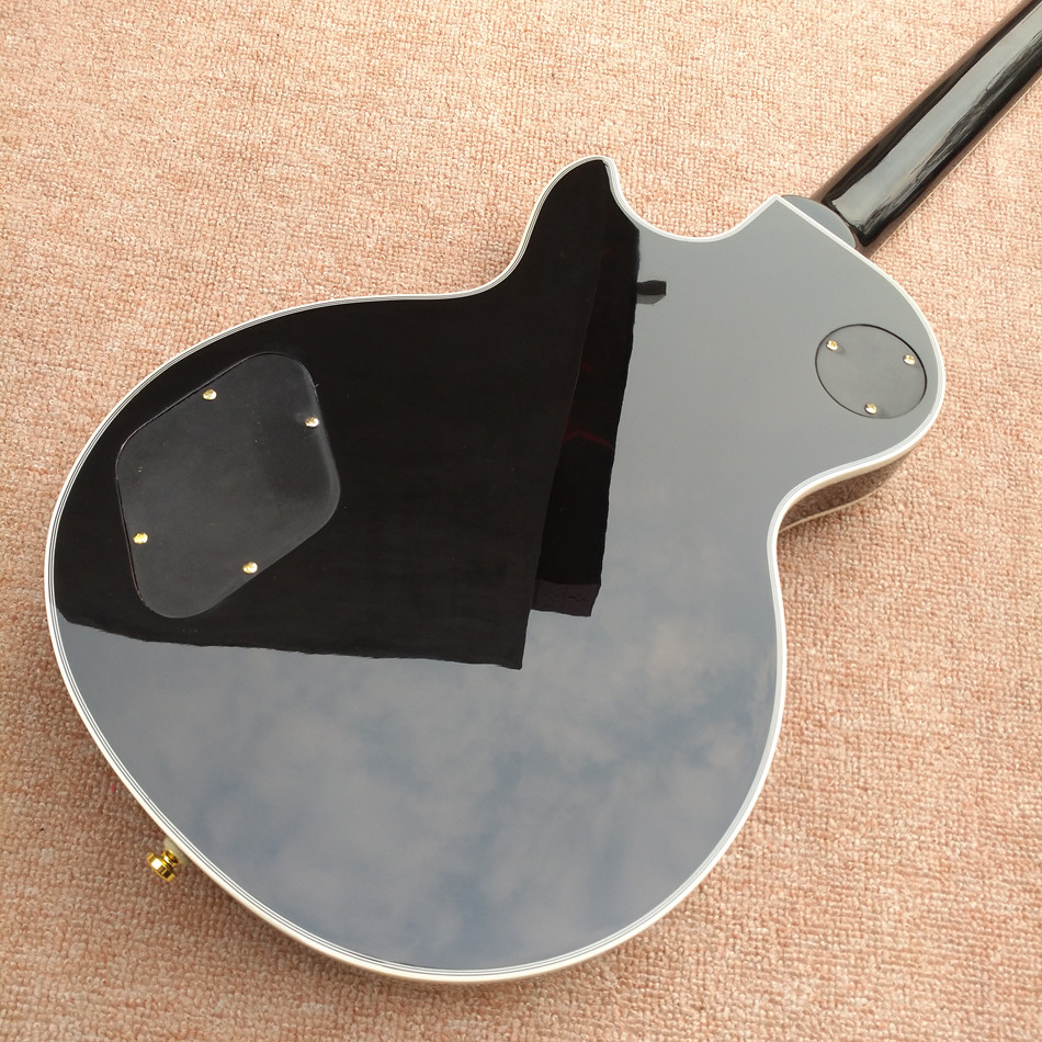 LP Custom Shop Black Color Electric Guitar EBONY Fretboard Binding frets Golden Hardware