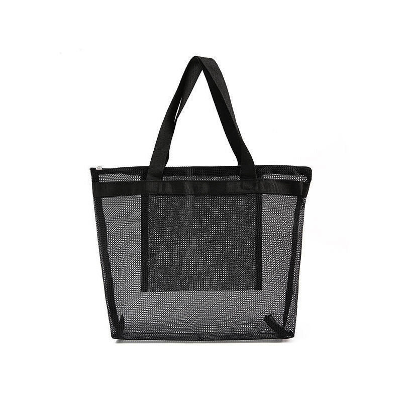 Summer Vacation Hand Mesh Raffia Tote Bags Waterproof With Zipper