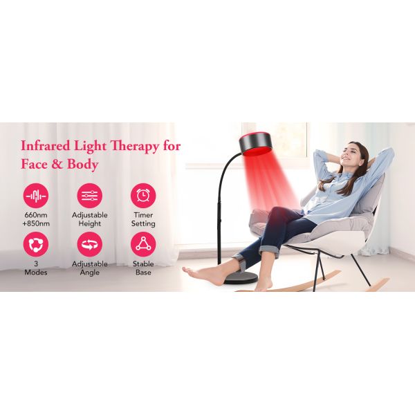 Red light therapy lamp front view