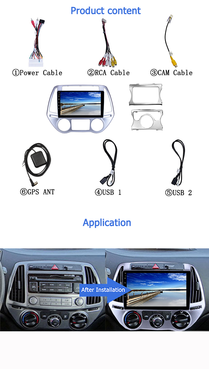 Wifi BT Support Bluetooth Car Stereo 9 Inch For Hyundai I20 Manual Auto