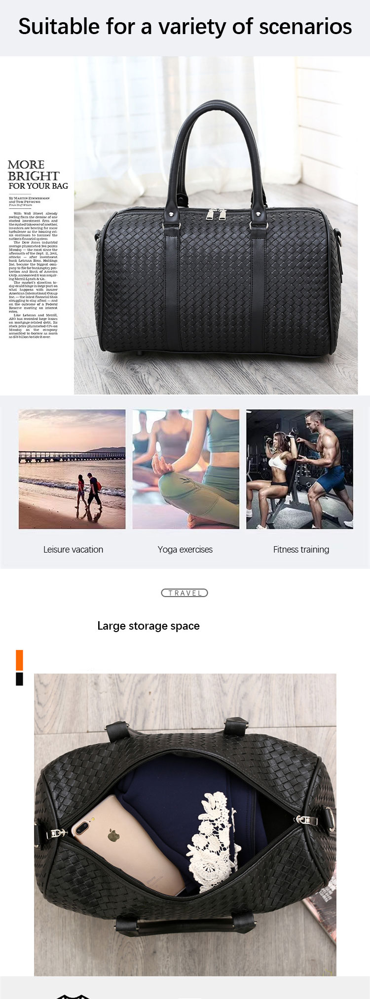 Luxury Tote Man Single Vegan Shoulder Hand Bag Business Sport Travel Bag