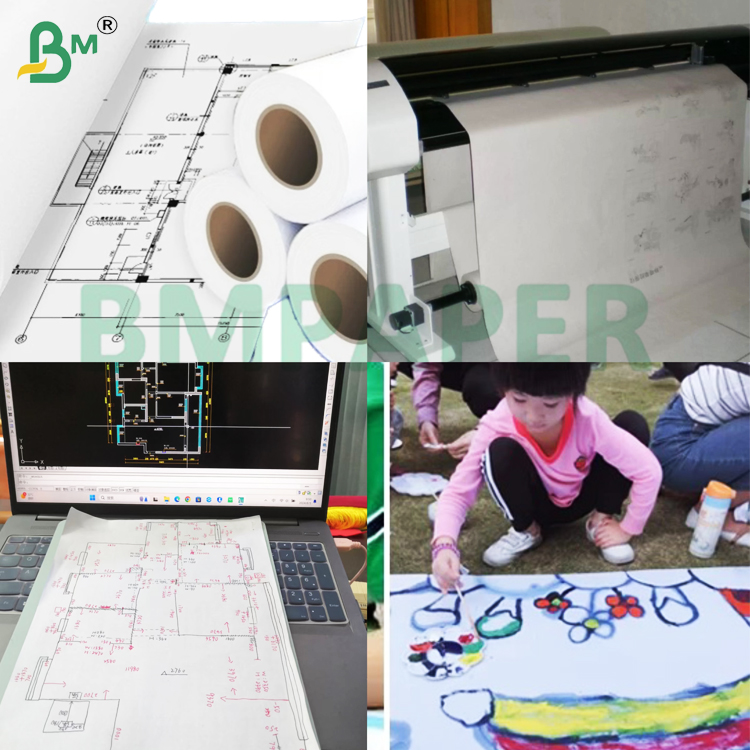 20lb 24'' 36'' Brightness CAD Plotter Paper For Engineering Xerography