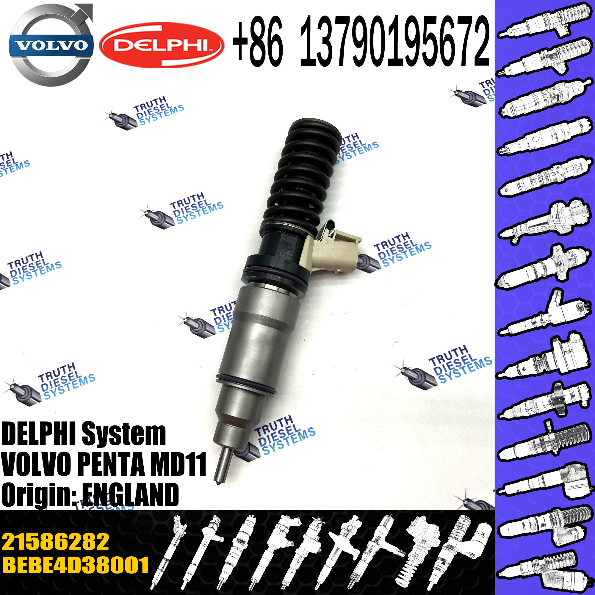 Diesel Engine EUI Unit Injector Common Rail Fuel Inyector Bebe4d38001 21586282 For VOL Penta Md11
