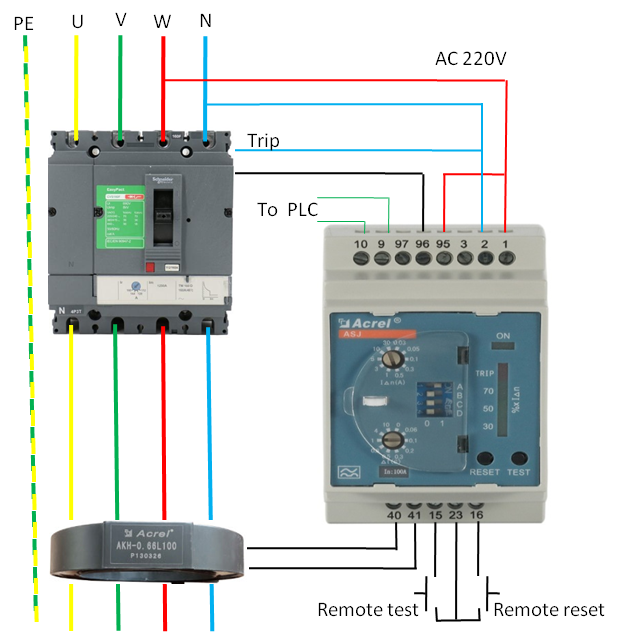 DIN rail 35mm Installation Residual Current Relay ASJ10-LD1A