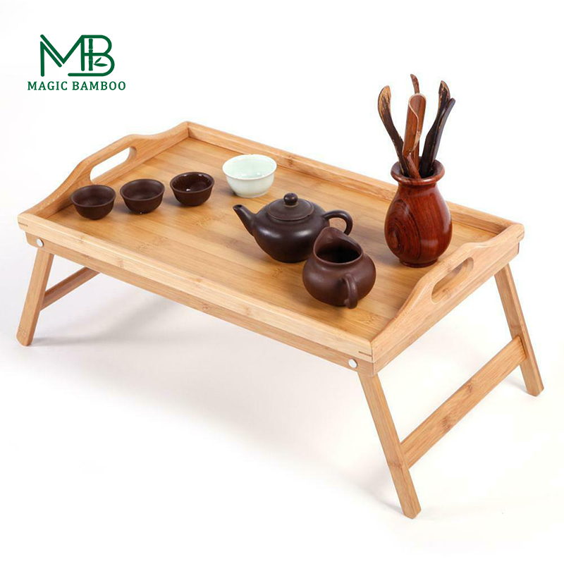 Portable Bamboo Breakfast Dinner Tray Writing Or Drawing Table With Foldable Legs
