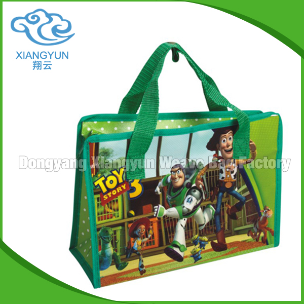 Recycle PP Woven Reusable Pink Shopping Eco Bag With Print Logo
