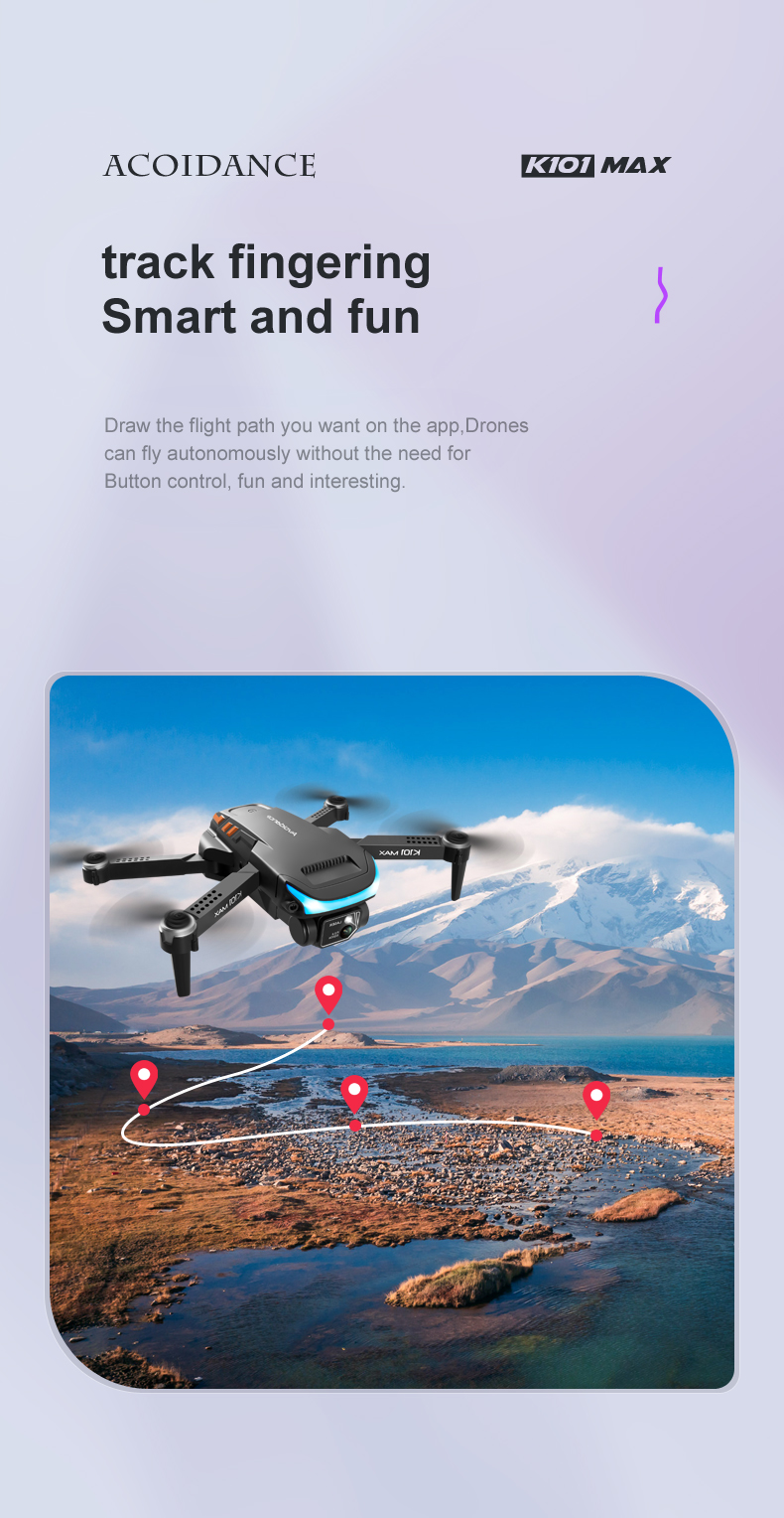 K101 Max Obstacle Avoidance Optical Flow Positioning 4k Hd Dual Foldable Quadcopter Toys Drones Vs E88 E58 Camera Mini Drone