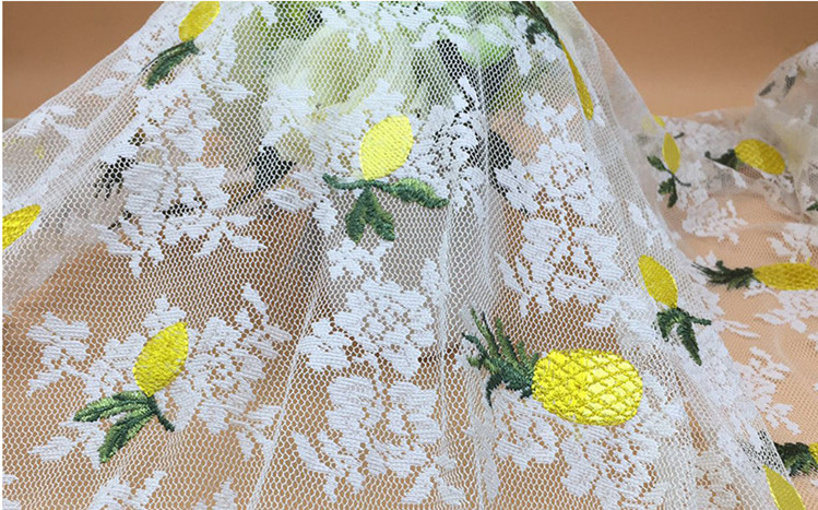 2018 Summer Newest Style Pineapple Embroidery Fabric 140cm wide for wedding dress