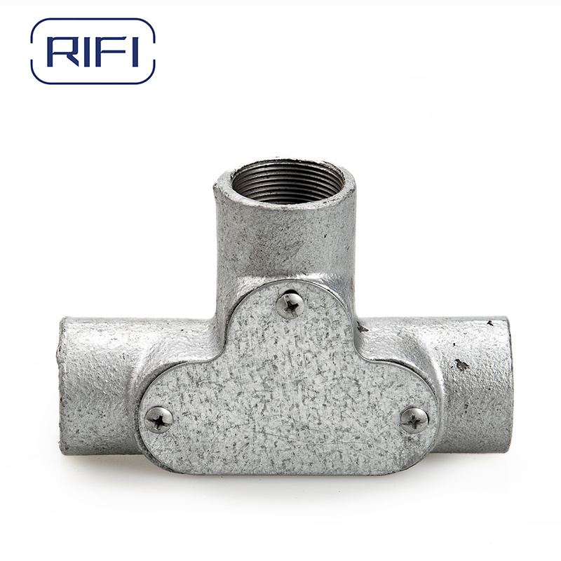 Threaded Hot Dipped Galvanised BS Standard Gi Conduit Fittings Channel Inspection Tee
